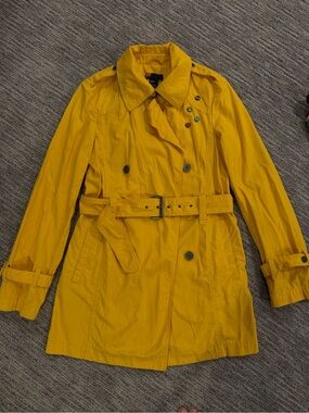 Diesel Yellow Trench Coat Rain Jacket Double Breasted Belted 100% Cotton Size M